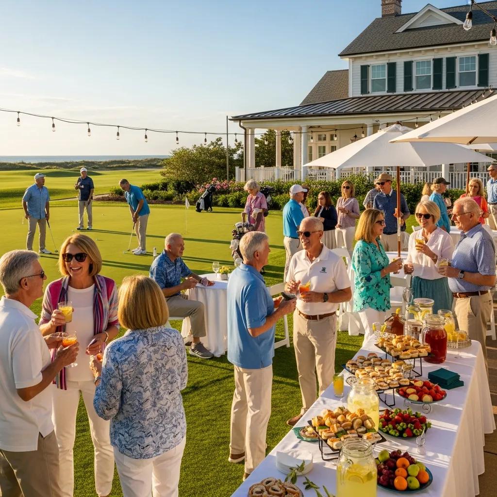 Active adults participating in a community event at Atlantic Beach Country Club, showcasing social engagement and recreation