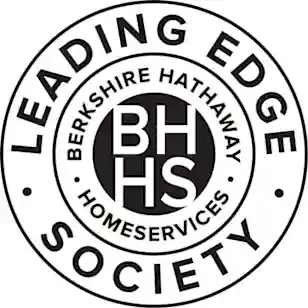 Berkshire Hathaway HomeServices Leading Edge Society logo, representing high achievement in luxury real estate services by Maria Wilkes at Curated Luxury Homes.