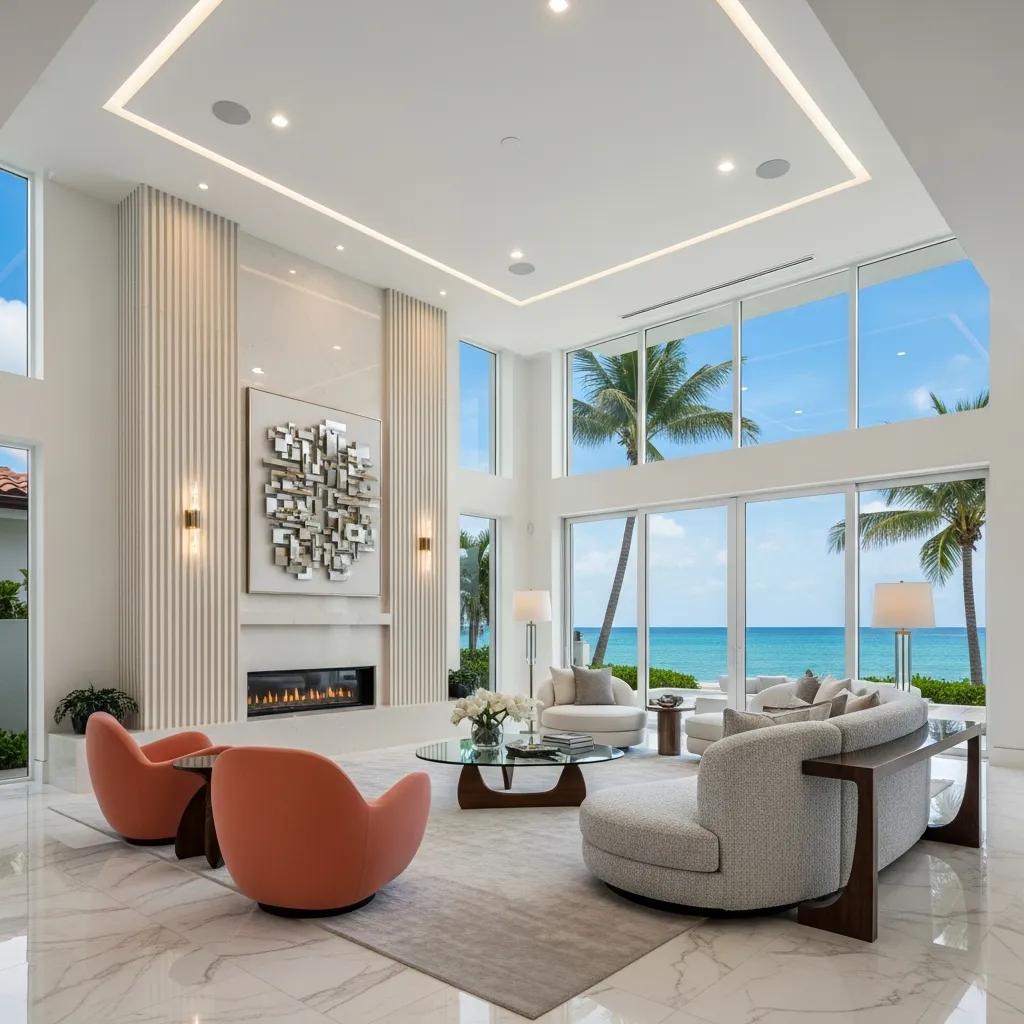 Interior of a luxury home in Pompano Beach, showcasing high-end finishes and smart home features