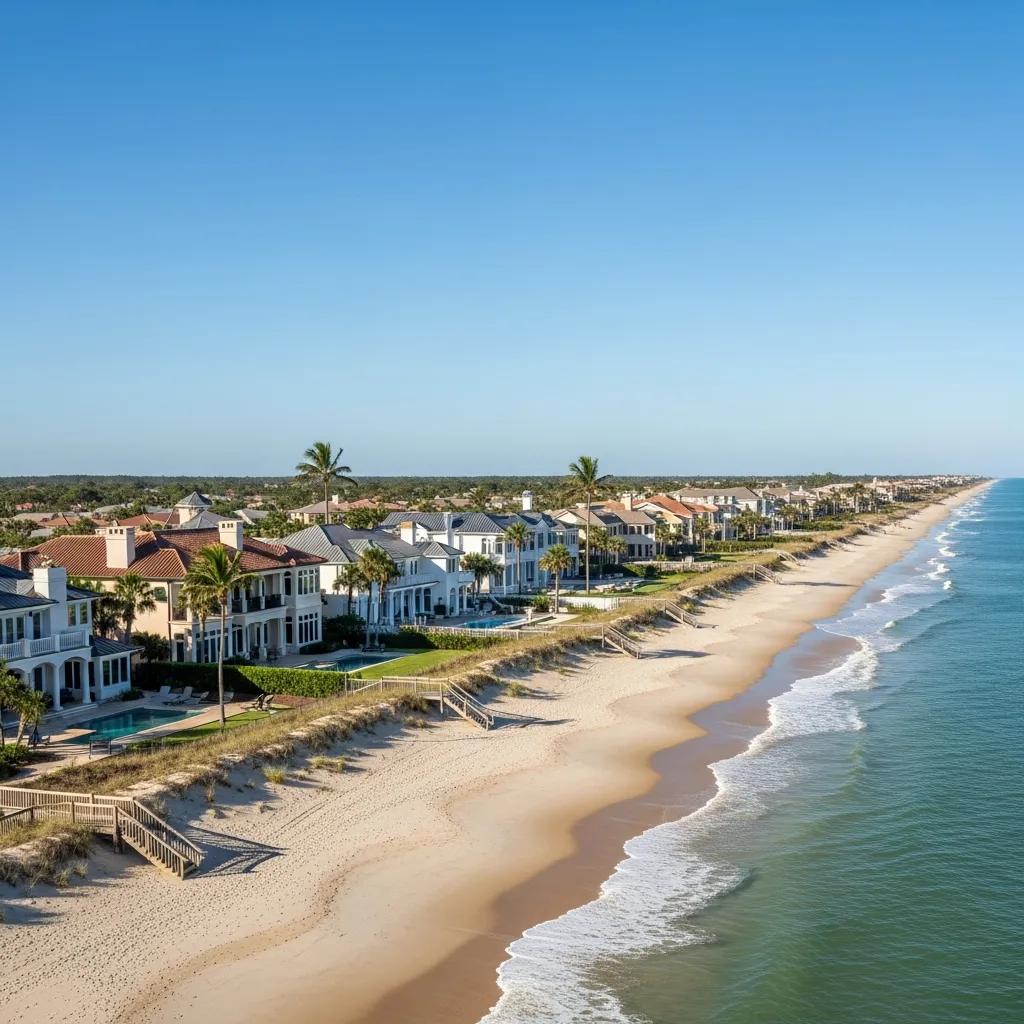Luxury beachfront homes in Atlantic Beach Country Club, showcasing sandy beaches and ocean views, highlighting the exclusive lifestyle and real estate market trends.