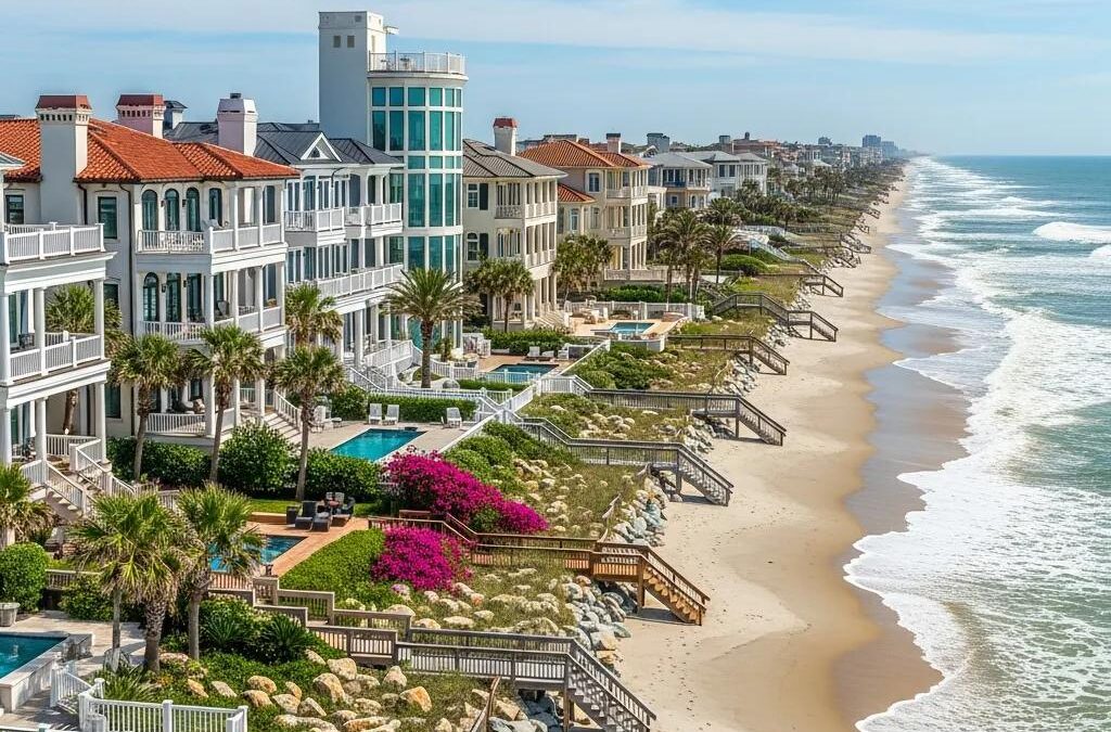 Luxury homes with oceanfront views in Jacksonville Beach, highlighting upscale living