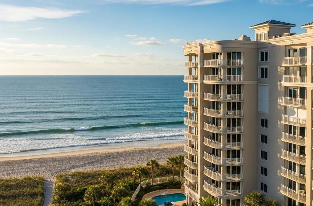 Luxury oceanfront condos at Tiffany by the Sea, featuring stunning beach and ocean views in Atlantic Beach, Florida.