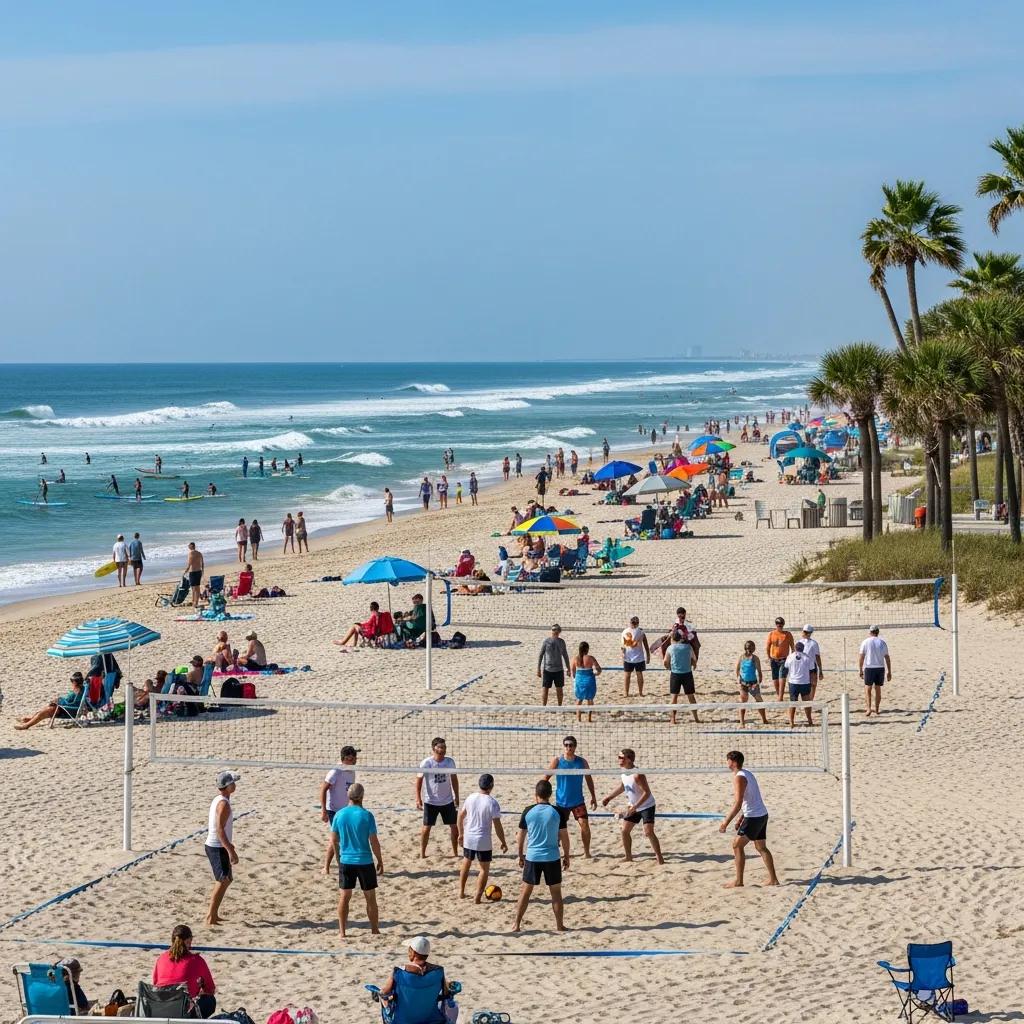 Residents engaging in outdoor activities at Jacksonville Beach, showcasing community lifestyle