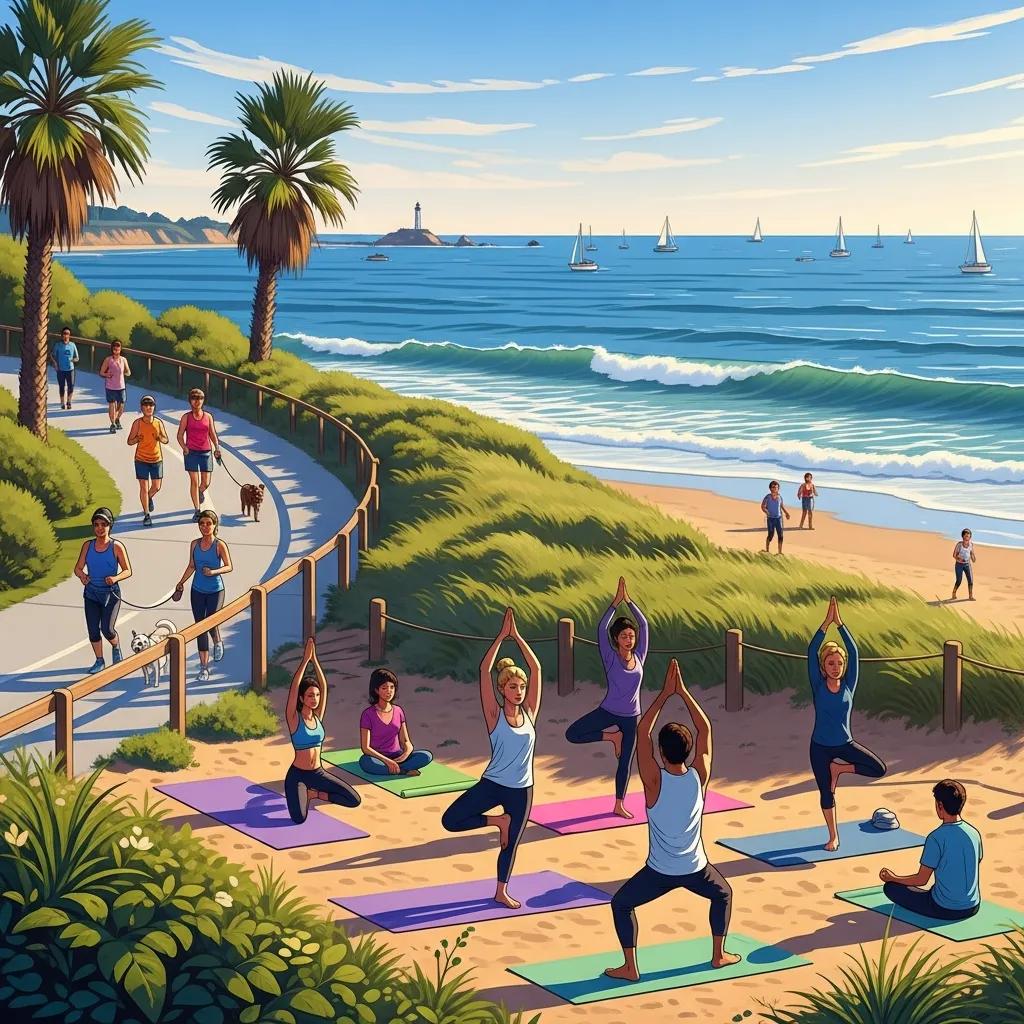 Residents enjoying outdoor activities that highlight the health benefits of coastal living in Florida
